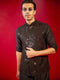 Vastramay Men's Black Sequince Nehru Jacket